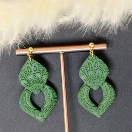 Boucles d'oreilles  vert kaki orientales