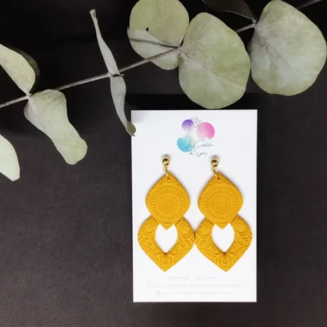 Boucles d'oreilles jaune moutarde orientales